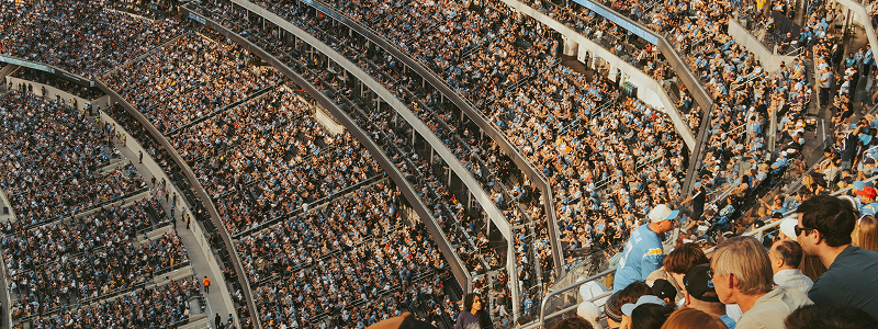 Large enthusiastic concert crowd