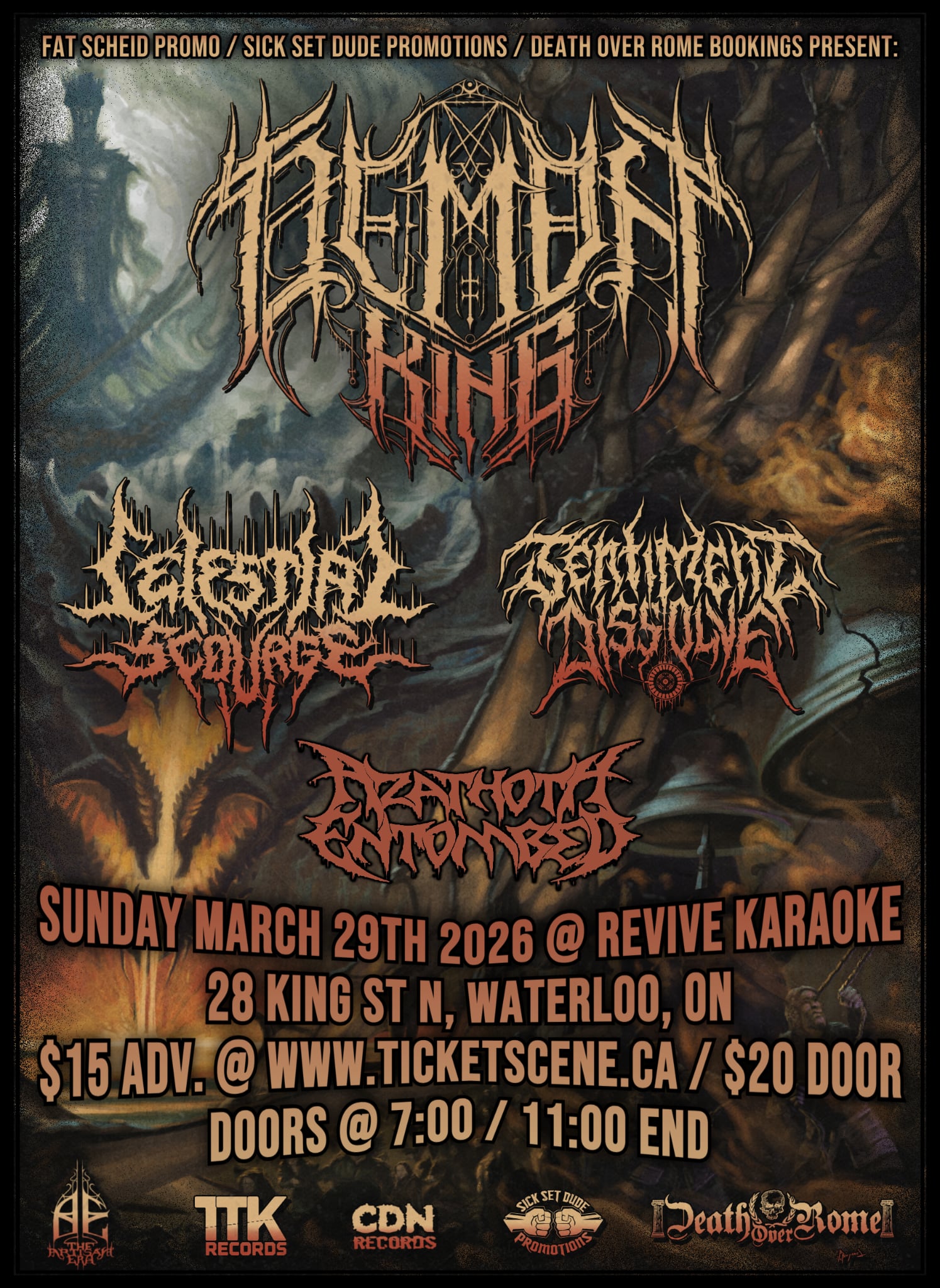 Demon King, Celestial Scourge, Sentiment Dissolve @ Revive, Waterloo