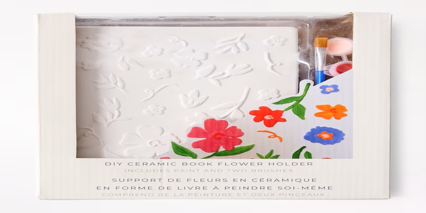 Paint Your Own Ceramic Book Flower Holder 